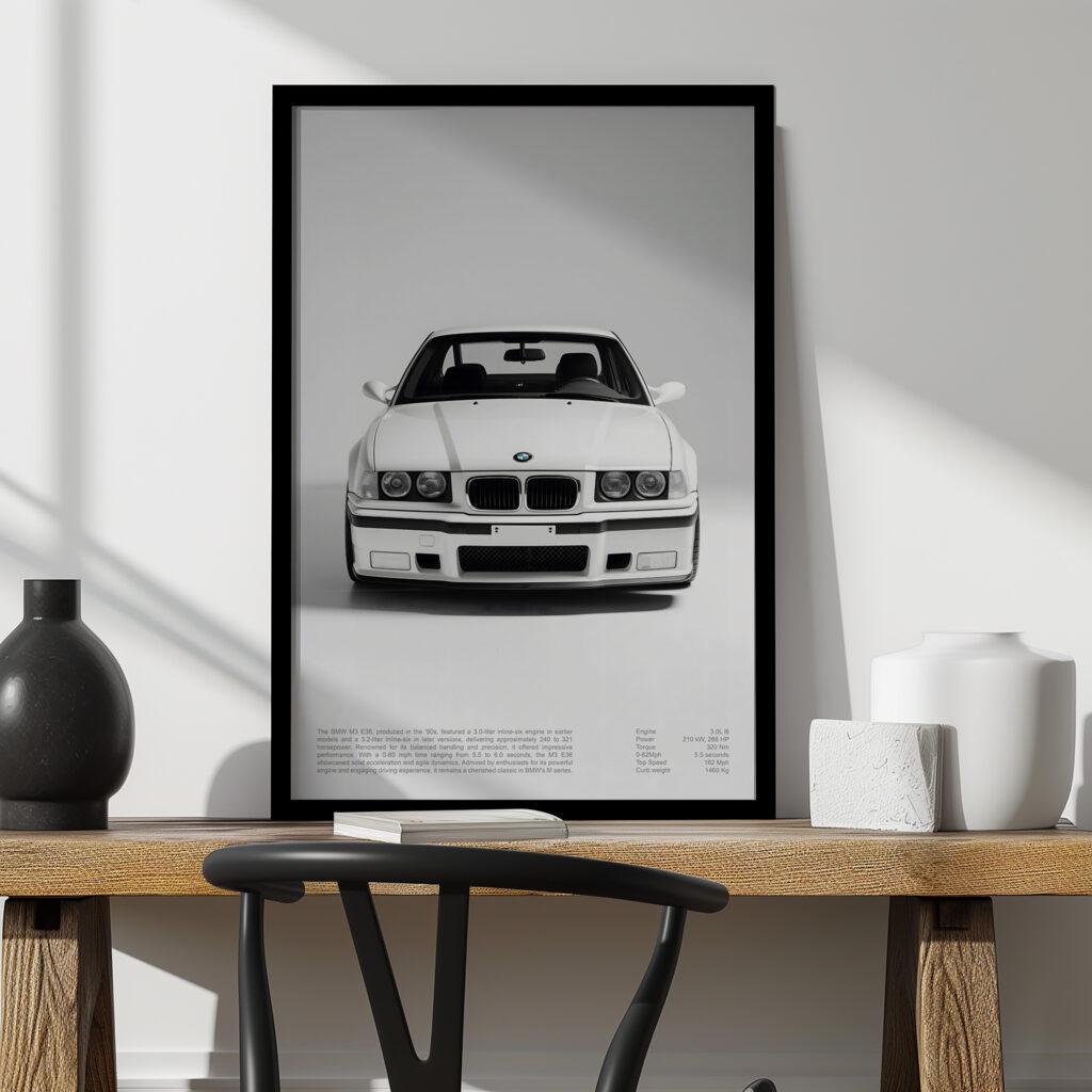 Classic BMW E36 M3 Poster for BMW Enthusiasts